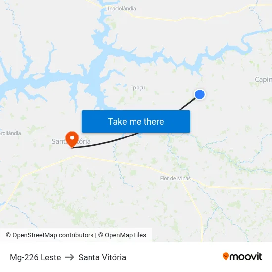 Mg-226 Leste to Santa Vitória map