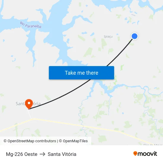 Mg-226 Oeste to Santa Vitória map