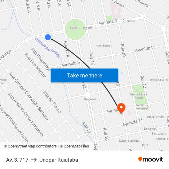Av. 3, 717 to Unopar Ituiutaba map