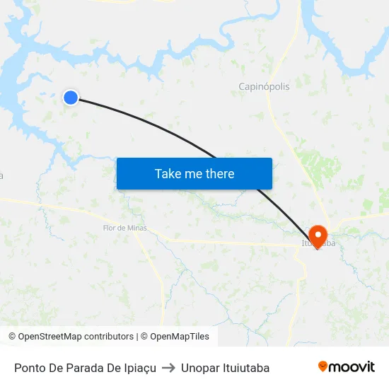 Ponto De Parada De Ipiaçu to Unopar Ituiutaba map
