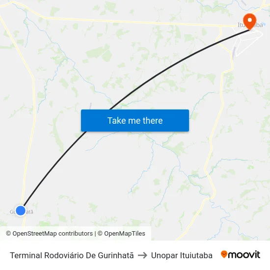 Terminal Rodoviário De Gurinhatã to Unopar Ituiutaba map