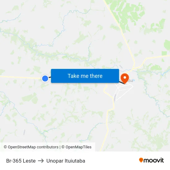 Br-365 Leste to Unopar Ituiutaba map