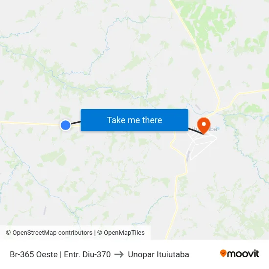 Br-365 Oeste | Entr. Diu-370 to Unopar Ituiutaba map