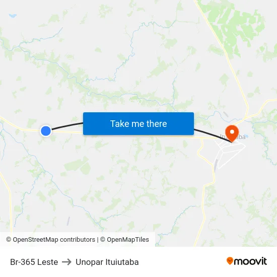 Br-365 Leste to Unopar Ituiutaba map