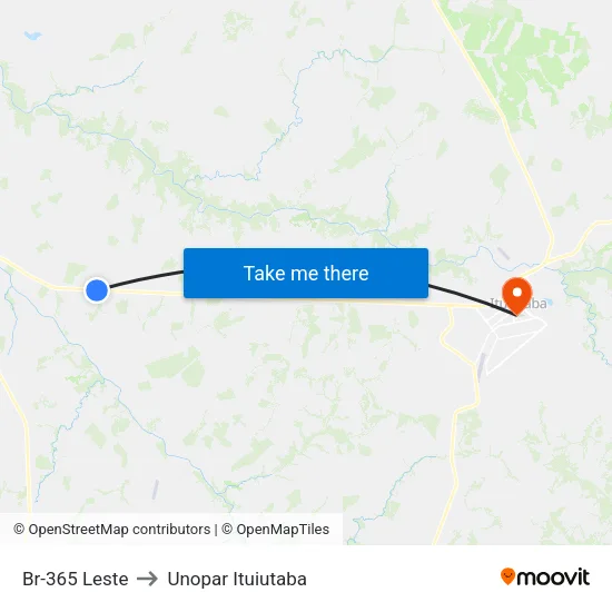Br-365 Leste to Unopar Ituiutaba map
