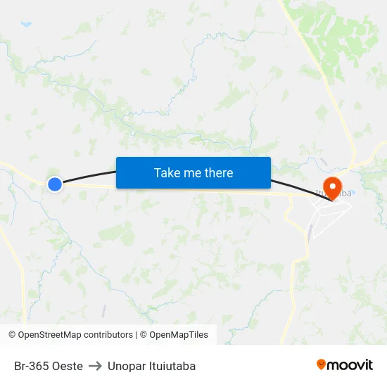 Br-365 Oeste to Unopar Ituiutaba map