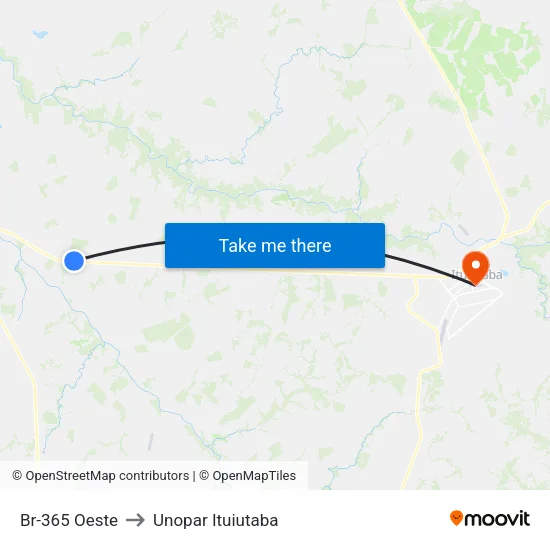 Br-365 Oeste to Unopar Ituiutaba map