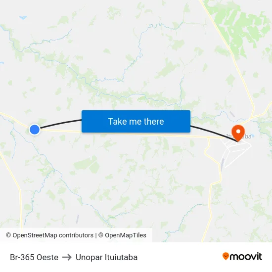 Br-365 Oeste to Unopar Ituiutaba map