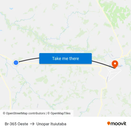 Br-365 Oeste to Unopar Ituiutaba map