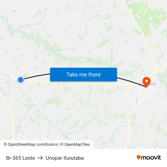 Br-365 Leste to Unopar Ituiutaba map
