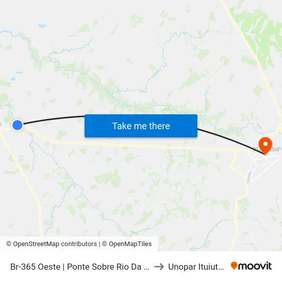 Br-365 Oeste | Ponte Sobre Rio Da Prata to Unopar Ituiutaba map