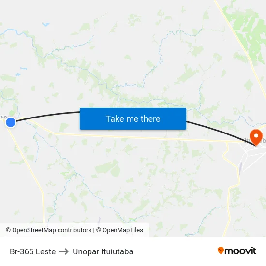 Br-365 Leste to Unopar Ituiutaba map