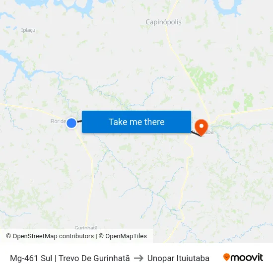Mg-461 Sul | Trevo De Gurinhatã to Unopar Ituiutaba map