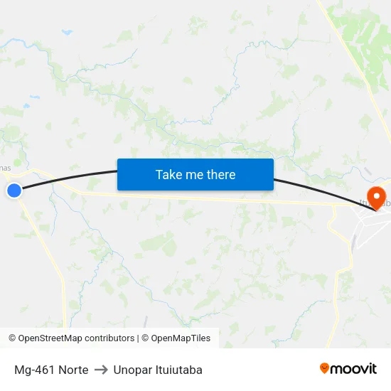 Mg-461 Norte to Unopar Ituiutaba map