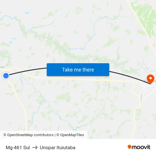 Mg-461 Sul to Unopar Ituiutaba map