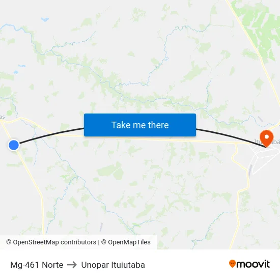 Mg-461 Norte to Unopar Ituiutaba map