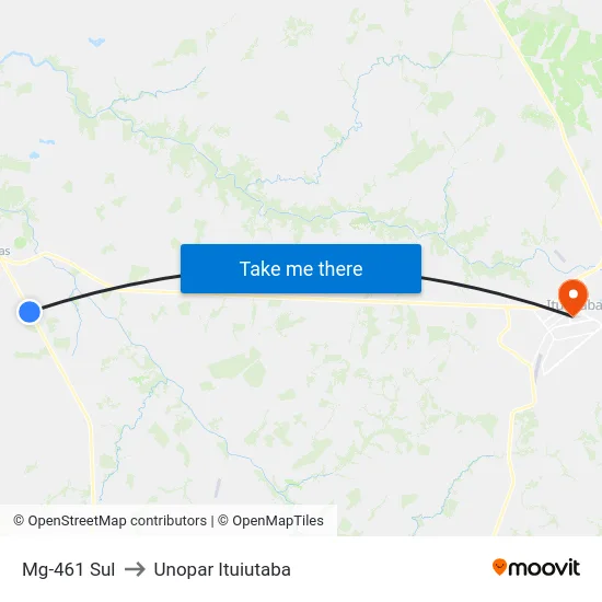 Mg-461 Sul to Unopar Ituiutaba map