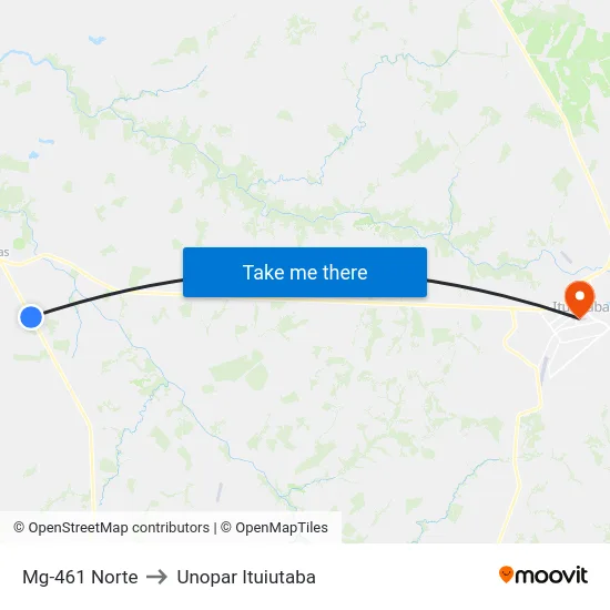Mg-461 Norte to Unopar Ituiutaba map