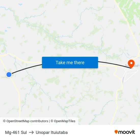 Mg-461 Sul to Unopar Ituiutaba map