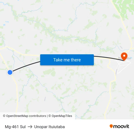 Mg-461 Sul to Unopar Ituiutaba map