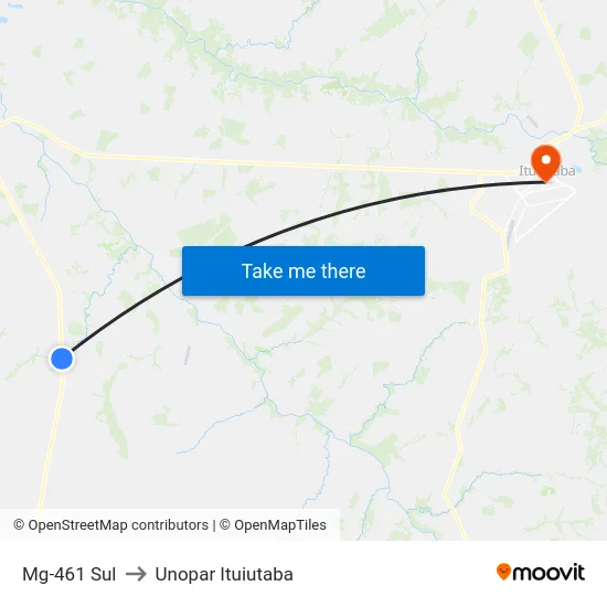 Mg-461 Sul to Unopar Ituiutaba map