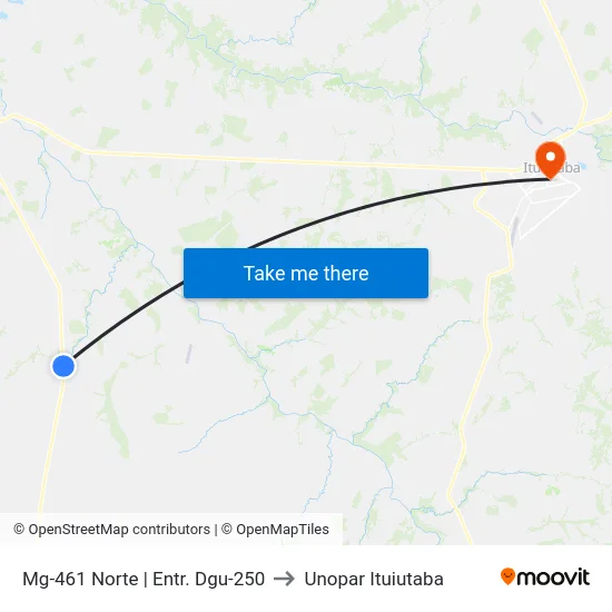 Mg-461 Norte | Entr. Dgu-250 to Unopar Ituiutaba map