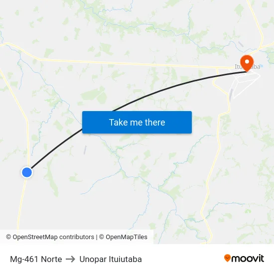 Mg-461 Norte to Unopar Ituiutaba map