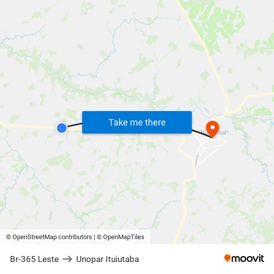Br-365 Leste to Unopar Ituiutaba map