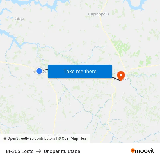 Br-365 Leste to Unopar Ituiutaba map