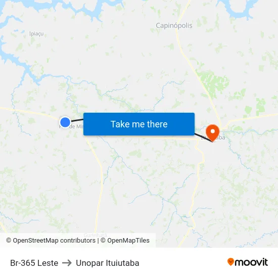 Br-365 Leste to Unopar Ituiutaba map