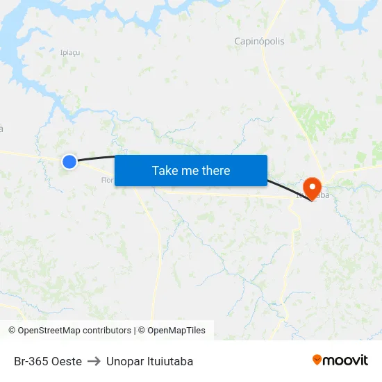 Br-365 Oeste to Unopar Ituiutaba map