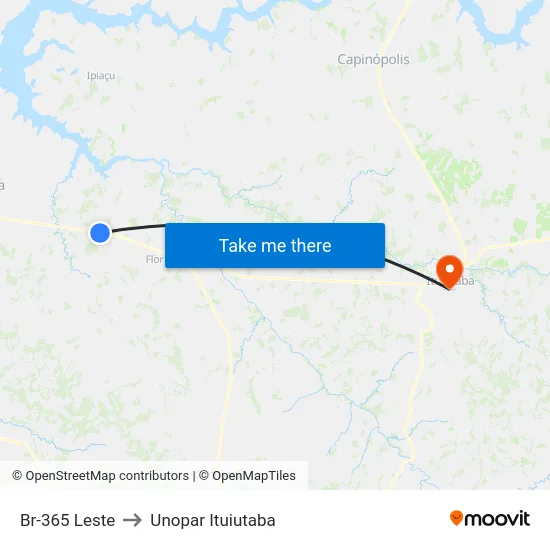 Br-365 Leste to Unopar Ituiutaba map