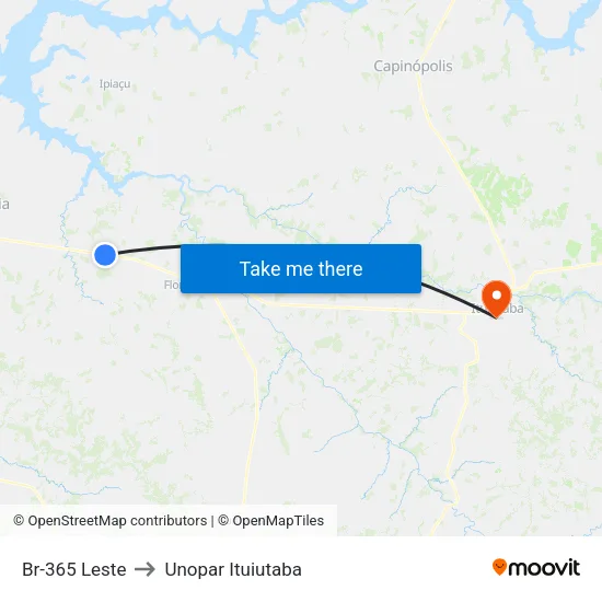 Br-365 Leste to Unopar Ituiutaba map