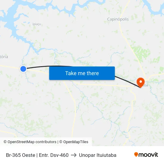 Br-365 Oeste | Entr. Dsv-460 to Unopar Ituiutaba map