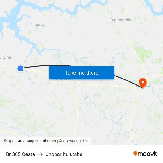 Br-365 Oeste to Unopar Ituiutaba map