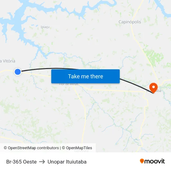 Br-365 Oeste to Unopar Ituiutaba map
