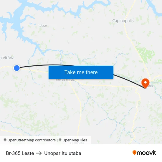 Br-365 Leste to Unopar Ituiutaba map