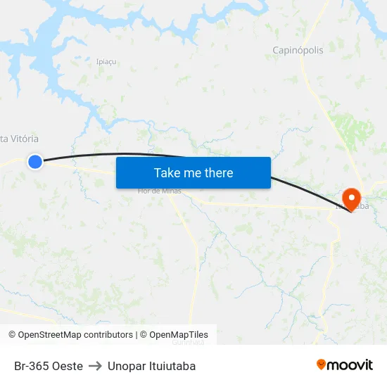 Br-365 Oeste to Unopar Ituiutaba map