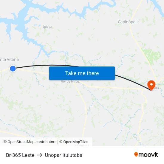 Br-365 Leste to Unopar Ituiutaba map