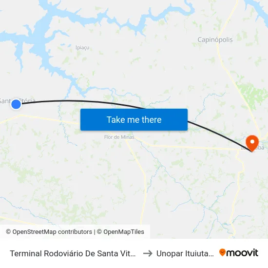 Terminal Rodoviário De Santa Vitória to Unopar Ituiutaba map