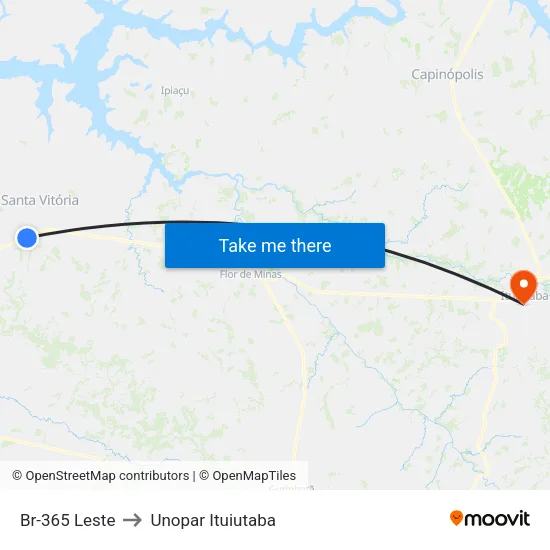 Br-365 Leste to Unopar Ituiutaba map
