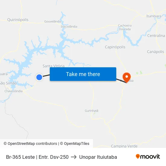 Br-365 Leste | Entr. Dsv-250 to Unopar Ituiutaba map