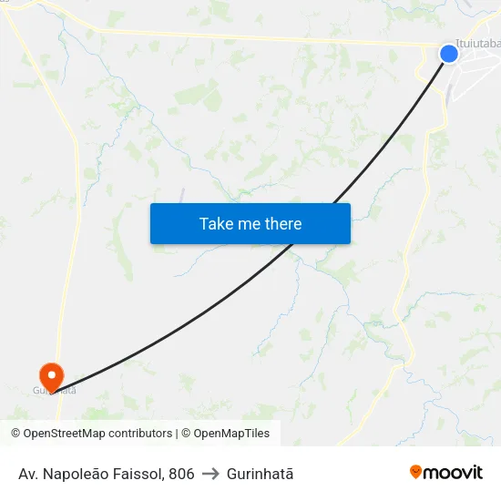 Av. Napoleão Faissol, 806 to Gurinhatã map
