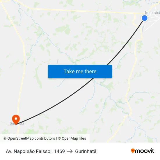 Av. Napoleão Faissol, 1469 to Gurinhatã map