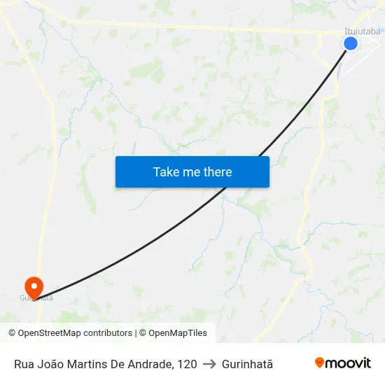 Rua João Martins De Andrade, 120 to Gurinhatã map