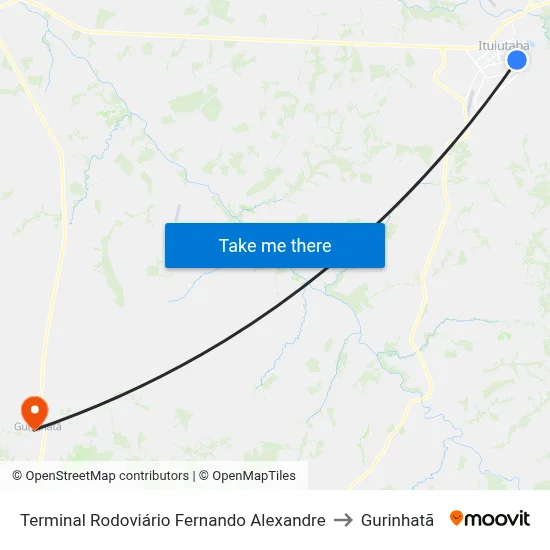Terminal Rodoviário Fernando Alexandre to Gurinhatã map