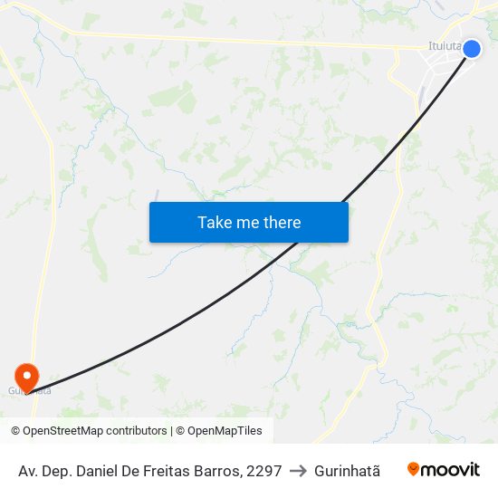 Av. Dep. Daniel De Freitas Barros, 2297 to Gurinhatã map
