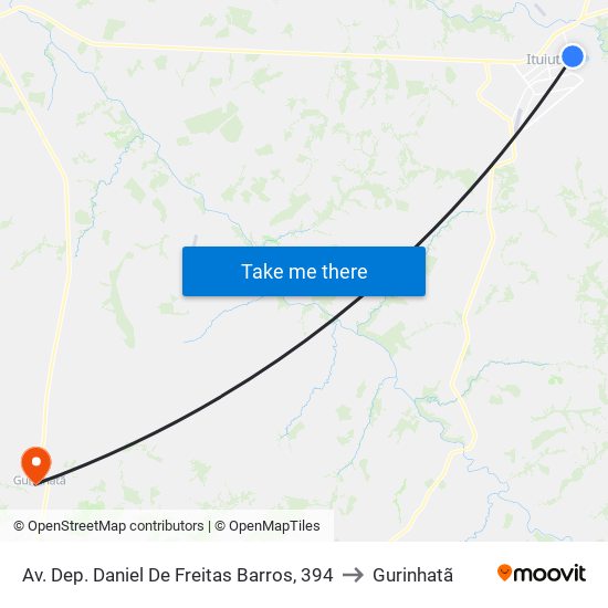 Av. Dep. Daniel De Freitas Barros, 394 to Gurinhatã map
