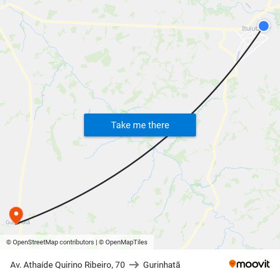 Av. Athaíde Quirino Ribeiro, 70 to Gurinhatã map