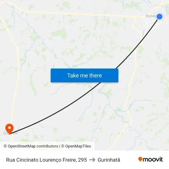 Rua Cincinato Lourenço Freire, 295 to Gurinhatã map